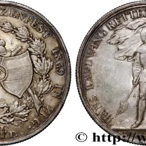 SUISSE 5 Francs, monnaie de Tir, Zoug 1869 fwo_774131 Monde Solde