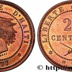 HAÏTI - RÉPUBLIQUE Essai de 20 Centimes buste au pégase 1877 fwo_774163 Monde Garantie Incluse