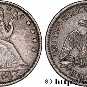 ÉTATS-UNIS D'AMÉRIQUE 1/2 Dollar type Liberté assise variété à grande date 1854 Nouvelle-Orléans - O fwo_777139 Monde Meilleur Choix