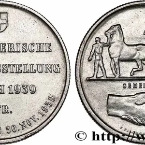 Prix Cassé SUISSE 5 Francs Exposition de Zurich 1939 Huguenin - Le Locle fwo_749383 Monde