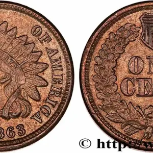 Réduction ÉTATS-UNIS D'AMÉRIQUE 1 Cent tête d’indien 2e type 1863 Philadelphie fwo_776401 Monde