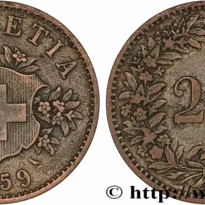 SUISSE 20 Centimes (Rappen) croix suisse 1859 Berne - B fwo_776483 Monde Seulement Aujourd’hui