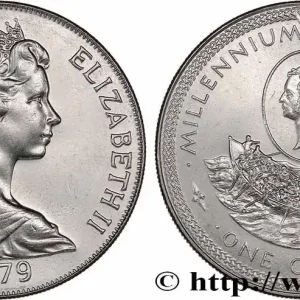 ÎLE DE MAN 1 Crown Millénaire du Tynwald (parlement) canot de sauvetage et portrait de Sir William Hillory 1979 fwo_772541 Monde Expédition Rapide