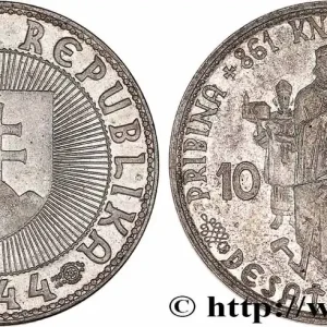 SLOVAQUIE 10 Korun Prince Pribina variété avec croix sur l’église 1944 fwo_772571 Monde Soldes