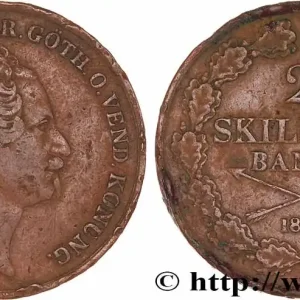 Original SUÈDE - ROYAUME DE SUÈDE - OSCAR Ier 2 Skilling Banco 1846 fwo_772574 Monde