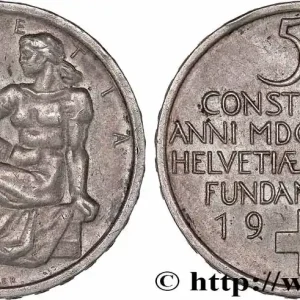 SUISSE 5 Francs centenaire de la constitution suisse 1948 Berne fwo_777956 Monde Top Qualité