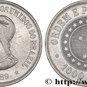 BRÉSIL 1000 Reis République 1889 fwo_768739 Monde Prix Promo