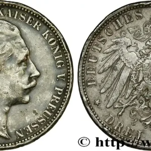 ALLEMAGNE - PRUSSE 3 Mark Guillaume II 1912 Berlin fwo_771225 Monde Top Vente