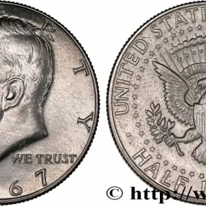 Retour Gratuit ÉTATS-UNIS D'AMÉRIQUE 1/2 Dollar Kennedy 1967 Philadelphie fwo_774678 Monde