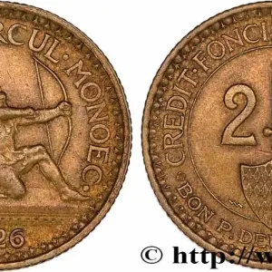 MONACO 2 Francs émission du Crédit Foncier de Monaco 1926 Poissy fwo_777745 Monde Vente Flash