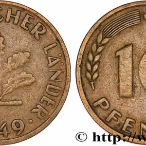ALLEMAGNE 10 Pfennig “Bank deutscher Länder” 1949 Karlruhe - G fwo_778096 Monde Offre Spéciale