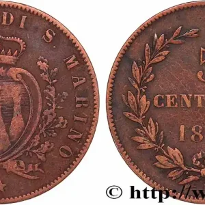 SAINT-MARIN 5 Centesimi écu aux trois tours 1864 Milan - M fwo_778162 Monde Expédition Rapide