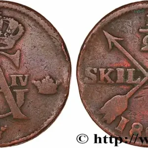 SUÈDE 1/2 Skilling Gustave IV Adolphe 1807 fwo_778244 Monde Dernier Modèle