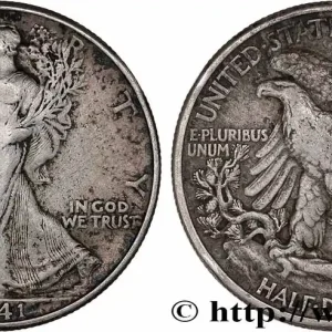 ÉTATS-UNIS D'AMÉRIQUE 1/2 Dollar Walking Liberty 1941 Philadelphie fwo_778324 Monde Réduction