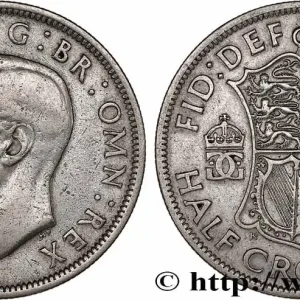 Prix Cassé ROYAUME-UNI 1/2 Crown Georges VI 1942 fwo_778385 Monde