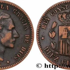 Livraison Express ESPAGNE 10 Centimos Alphonse XII 1878 Oeschger Mesdach & CO fwo_778397 Monde