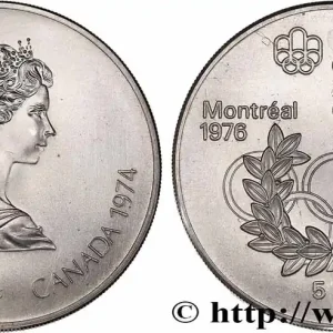 Acheter Direct CANADA 5 Dollars Proof JO Montréal 1976 anneaux olympiques / Elisabeth II 1974 Ottawa fwo_773656 Monde