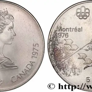 CANADA 5 Dollars JO Montréal 1976 lancer du javelot 1975 fwo_773657 Monde Petit Prix