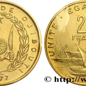 DJIBOUTI Essai de 20 Francs voilier traditionnel et paquebot 1977 Paris fwo_776081 Monde Expédition Rapide