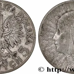 POLOGNE 5 Zlotych aigle / reine Jadwiga 1932 Londres fwo_777211 Monde Premium