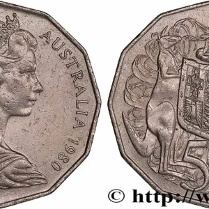 Retour Gratuit AUSTRALIE 50 Cents Elisabeth II 1980 Melbourne fwo_779772 Monde