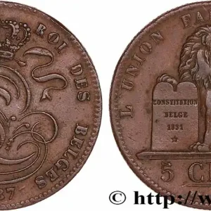 BELGIQUE 5 Centimes Léopold Ier 1837 fwo_779859 Monde Garantie Incluse