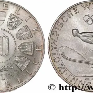 Original AUTRICHE 50 Schilling Jeux Olympiques d’Innsbruck, saut à ski 1964 Vienne fwo_725906 Monde