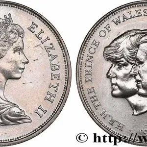 ROYAUME-UNI 25 New Pence (1 Crown) mariage du Prince de Galles et de Lady Diana Spencer 1981 fwo_773694 Monde Meilleure Qualité