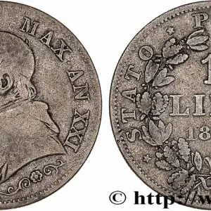 Garantie Incluse VATICAN ET ÉTATS PONTIFICAUX 1 Lire Pie IX type petit buste an XXI 1866 Rome fwo_774534 Monde