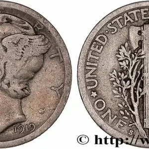 ÉTATS-UNIS D'AMÉRIQUE 1 Dime Mercury 1919 San Francisco - S fwo_776987 Monde Certifié