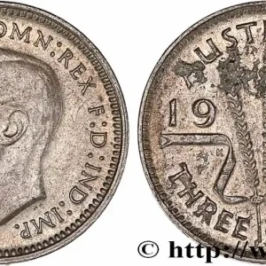 Seulement Aujourd’hui AUSTRALIE 3 Pence Georges VI 1943 Melbourne fwo_777189 Monde