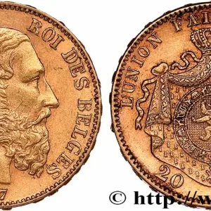 Tendance OR, PALLADIUM ET PLATINE INVESTISSEMENT 20 Francs Léopold II 1877 Bruxelles fwo_777922 Monde
