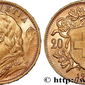 OR, PALLADIUM ET PLATINE INVESTISSEMENT 20 Francs or "Vreneli" 1927 Berne fwo_777928 Monde Prix Cassé