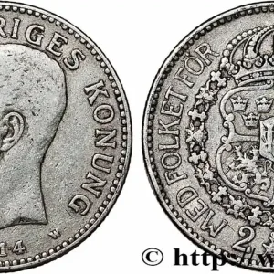 SUÈDE 2 Kronor Gustave V 1914 fwo_786671 Monde Gros Lot