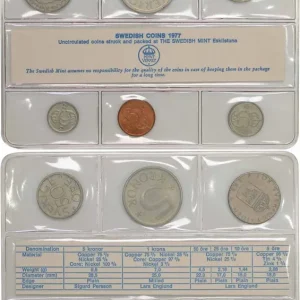 Expédié Aujourd’hui SUÈDE Série FDC de 6 monnaies - Version anglaise 1977 Monnaie de Suède - Eskilstuna fwo_688152 Monde