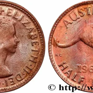 Haute Qualité AUSTRALIE 1/2 Penny Élisabeth II 1964 Perth fwo_751313 Monde