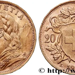 OR, PALLADIUM ET PLATINE INVESTISSEMENT 20 Francs "Vreneli" 1935 Berne fwo_763780 Monde Dernière Chance