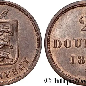 GUERNESEY 2 Doubles armes du bailliage de Guernesey 1889 Heaton fwo_774005 Monde Expédition Rapide