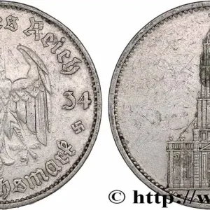 Livraison Mondiale ALLEMAGNE 5 Reichsmark église de la garnison de Potsdam 1934 Munich fwo_775683 Monde