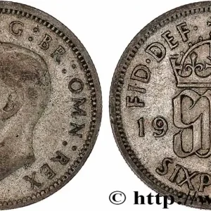 Exclusif ROYAUME-UNI 6 Pence Georges VI 1943 fwo_777042 Monde