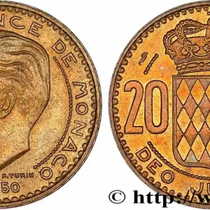 MONACO 20 Francs Rainier III 1950 Paris fwo_777089 Monde Exclusif