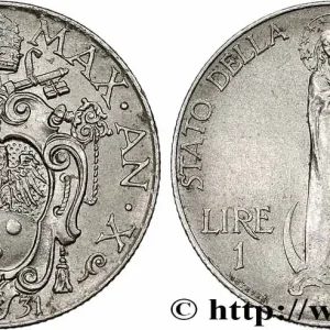 VATICAN ET ÉTATS PONTIFICAUX 1 Lire frappe au nom de Pie XI an X 1931 Rome fwo_781294 Monde Tendance