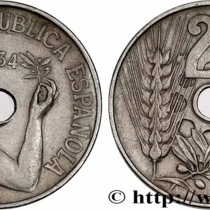 ESPAGNE 25 Centimos monnayage républicain 1934 fwo_781329 Monde Populaire