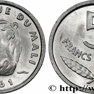 MALI 5 Francs Malien hippopotame 1961 fwo_781360 Monde Pas Cher