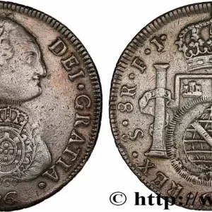Offre Spéciale BRÉSIL 960 Reis contremarquée sur un 8 Reales Santiago 1806 fwo_736781 Monde