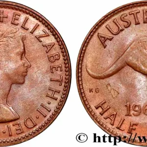AUSTRALIE 1/2 Penny Élisabeth II 1964 Perth fwo_751312 Monde Haute Qualité