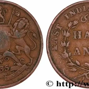 INDES BRITANNIQUES 1/2 Anna East India Company 1835 Bombay fwo_774974 Monde Commande En Gros