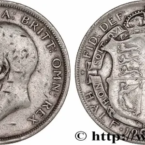 Authentique ROYAUME-UNI 1/2 Crown Georges V 1917 Londres fwo_776694 Monde