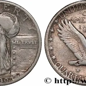ÉTATS-UNIS D'AMÉRIQUE 1/4 Dollar Liberté 1930 Philadelphie fwo_777330 Monde Dernière Chance
