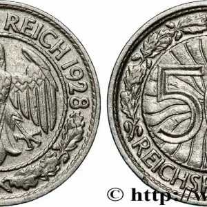 ALLEMAGNE 50 Reichspfennig aigle 1928 Munich fwo_779549 Monde Petit Prix